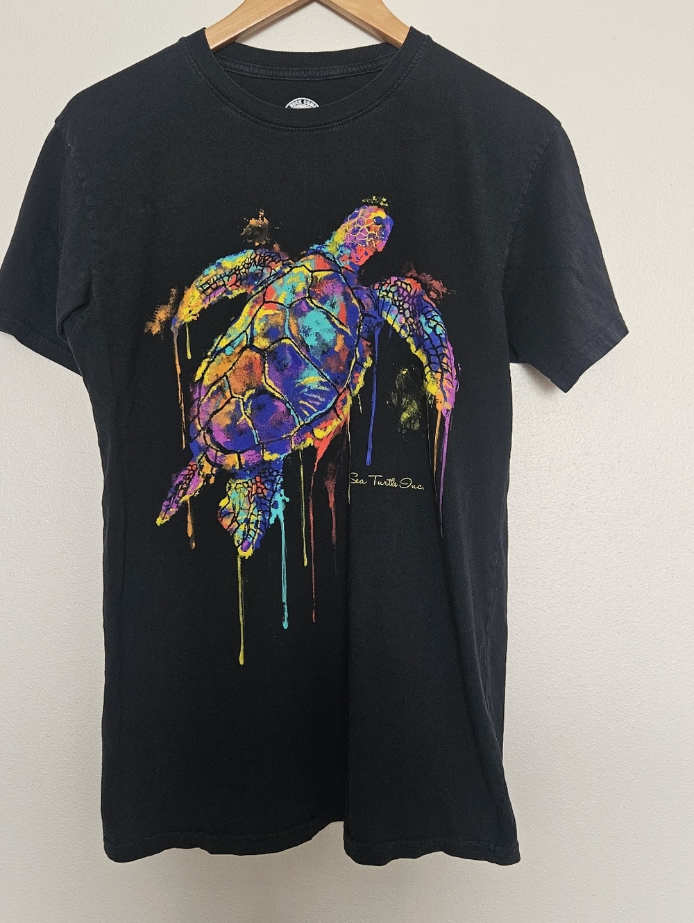Sea Turtle Inc Nature Colorful Art Tee Black Medium Unisex